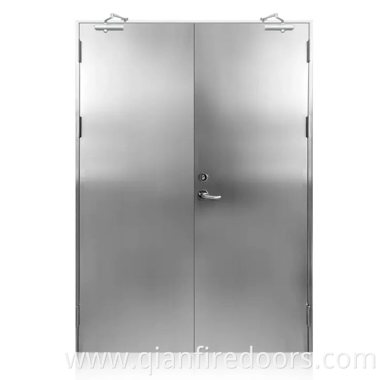 BS certified security fire rated double leaf stainless steel door